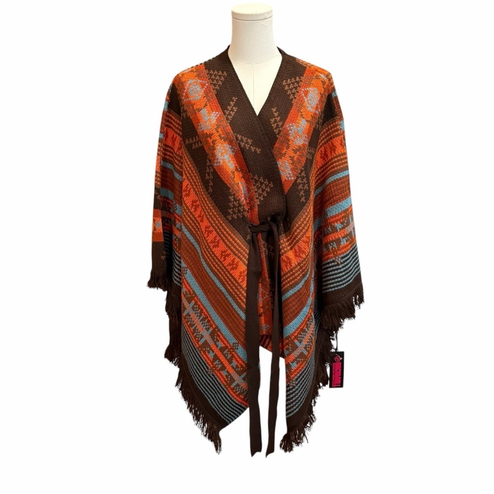 Rock & Roll Denim:  Southwestern Knit Poncho Cardigan – Large/XL